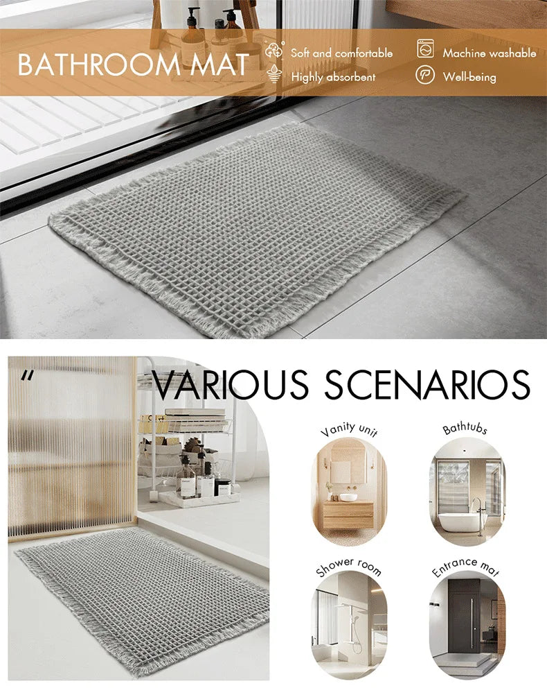 Bathroom Mat Woven Floor Mat Bathroom Floor Mat Entrance Absorbent Carpet Household Toilet Anti Slip Foot Mat Bathroom Door Mat