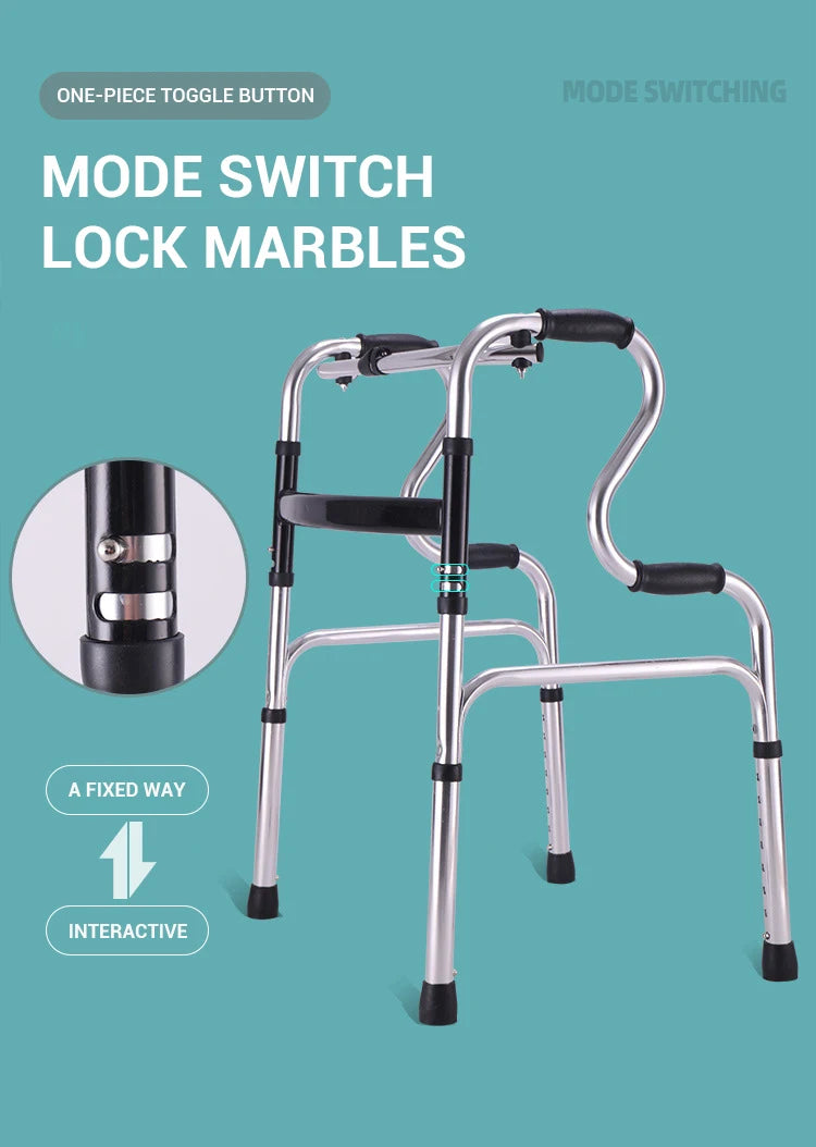 Folding Mobility Frame Medical Walker Foldable Walking Aids Aluminium Alloy Portable Walker Aids for Elderly