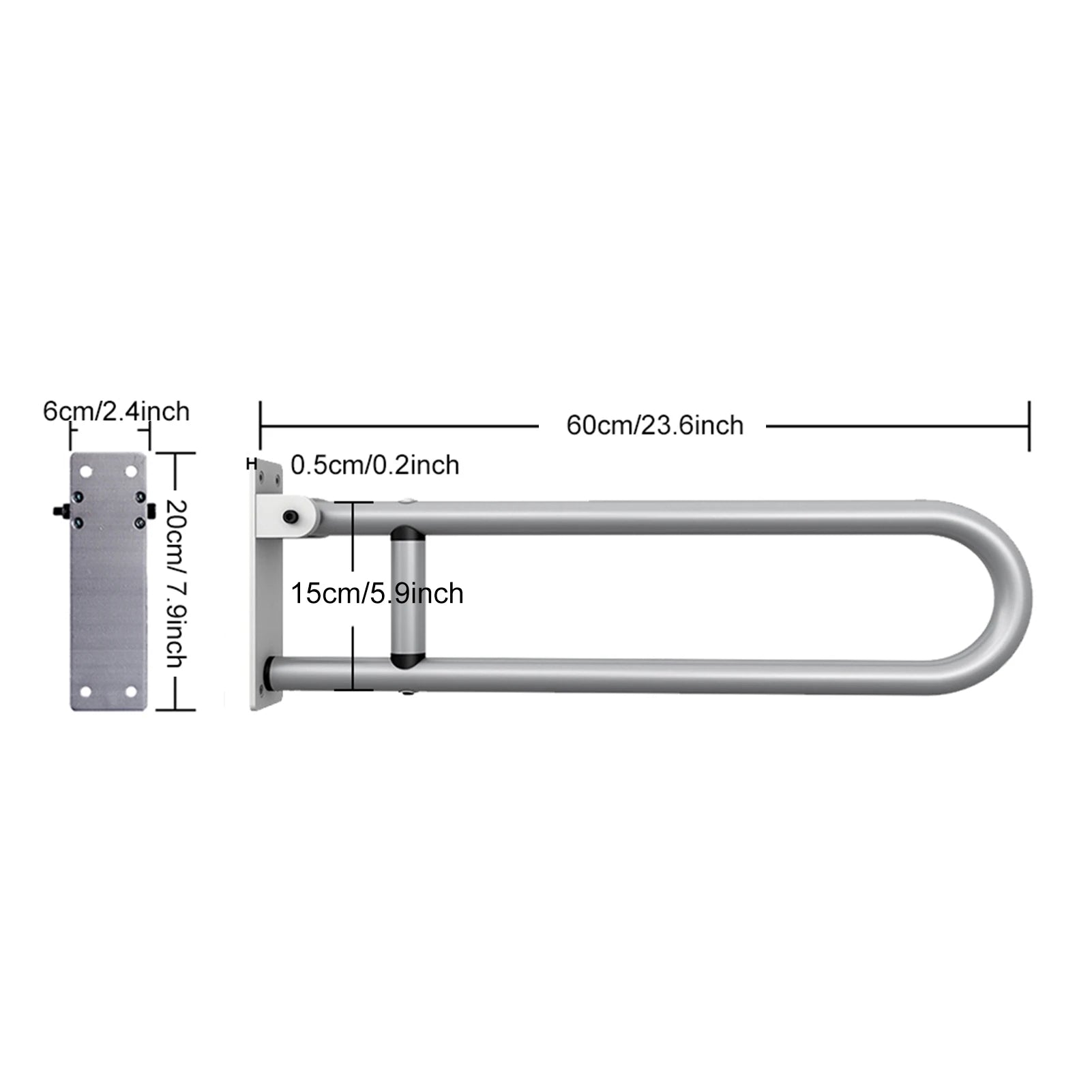 Handrail for Toilet Anti-Fall / Anti-Slip Bathroom Handrail Flip-Up Safety Handrail Screw-In Safety Grab Bar Handle