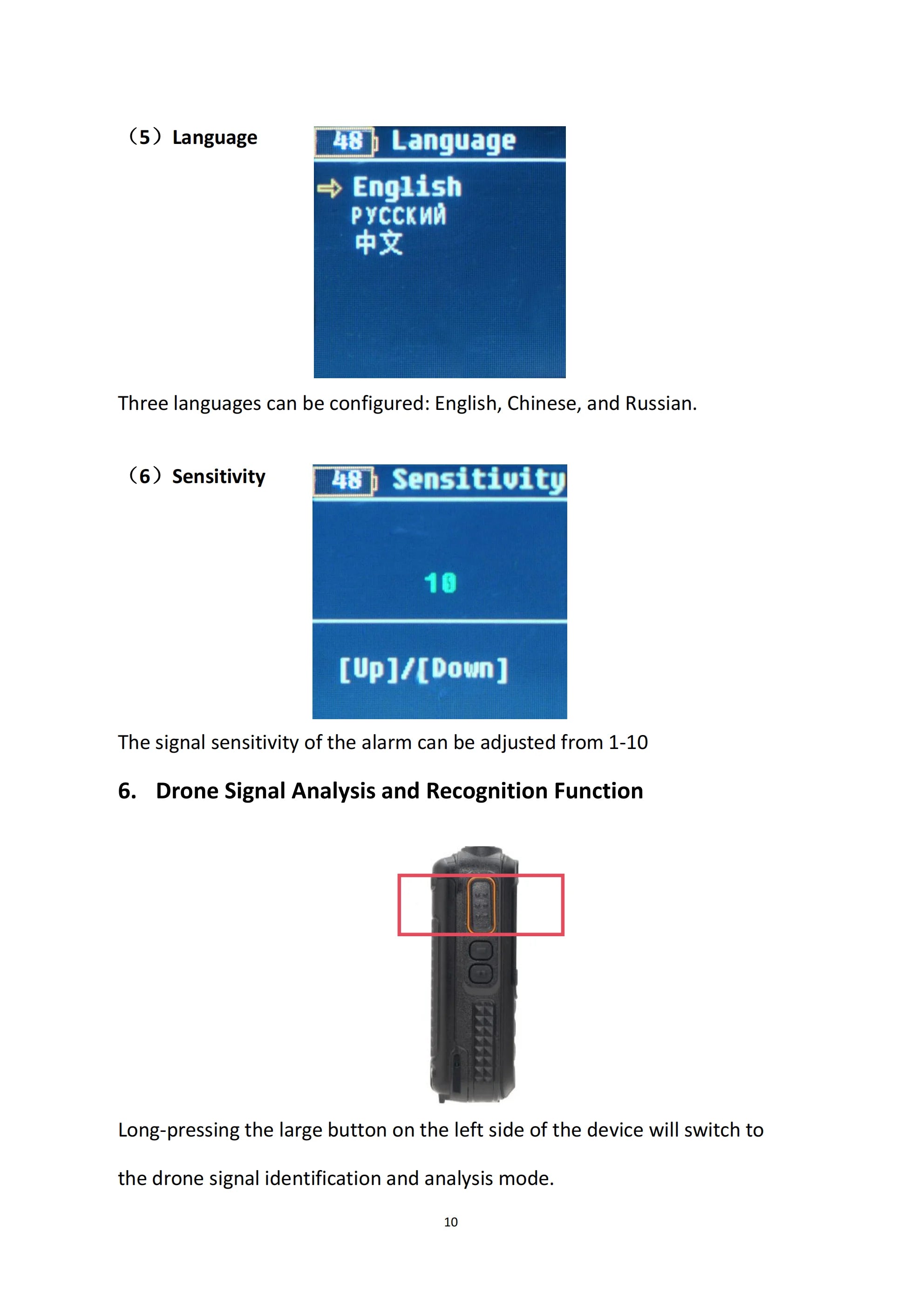 Handheld Drone Detection Early Warning Defence System UAV FPV RF Autel Mavic 3 Counter Anti-Drone Signal Detector Device