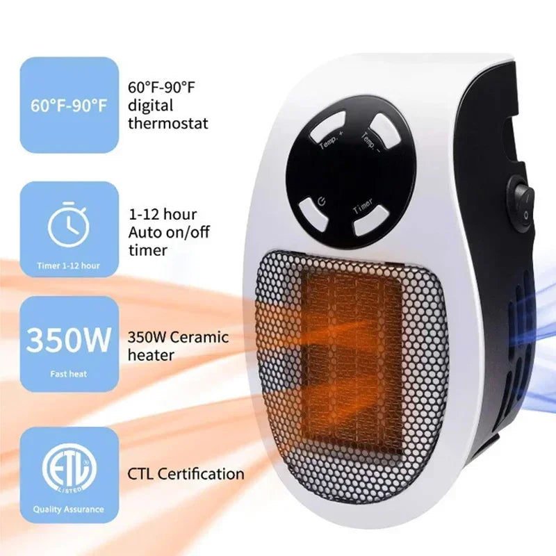 Remote Control Wall Mounted 350W Portable Electric Heater Convenient Room Heater Winter Heating Home Appliance