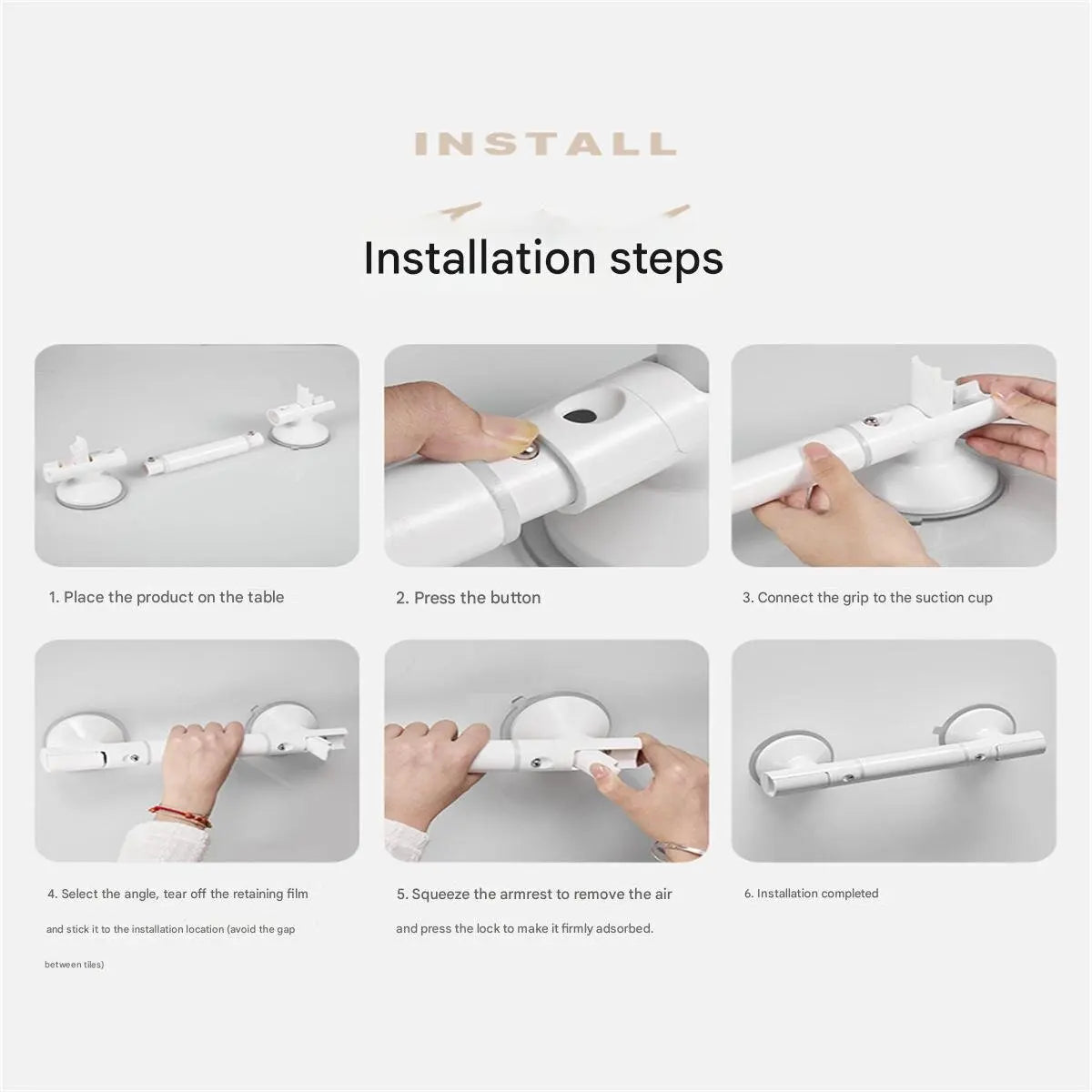 Bathroom handrail railing elderly toilet non-slip safety handle elderly household toilet punch-free suction cup handle