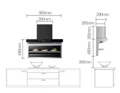 Pricing Energy Efficient Home Appliance Kitchen Large Suction Top Side Double Suction Range Hood
