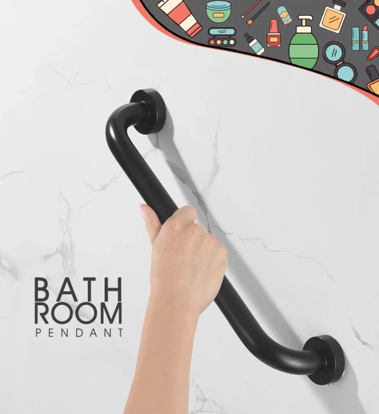 Wall Mounted Bathroom Handrails Shower Bar Black Bathroom Safety Bar for Elderly Grab Bars Handicap Railing for Bathroom Catcher