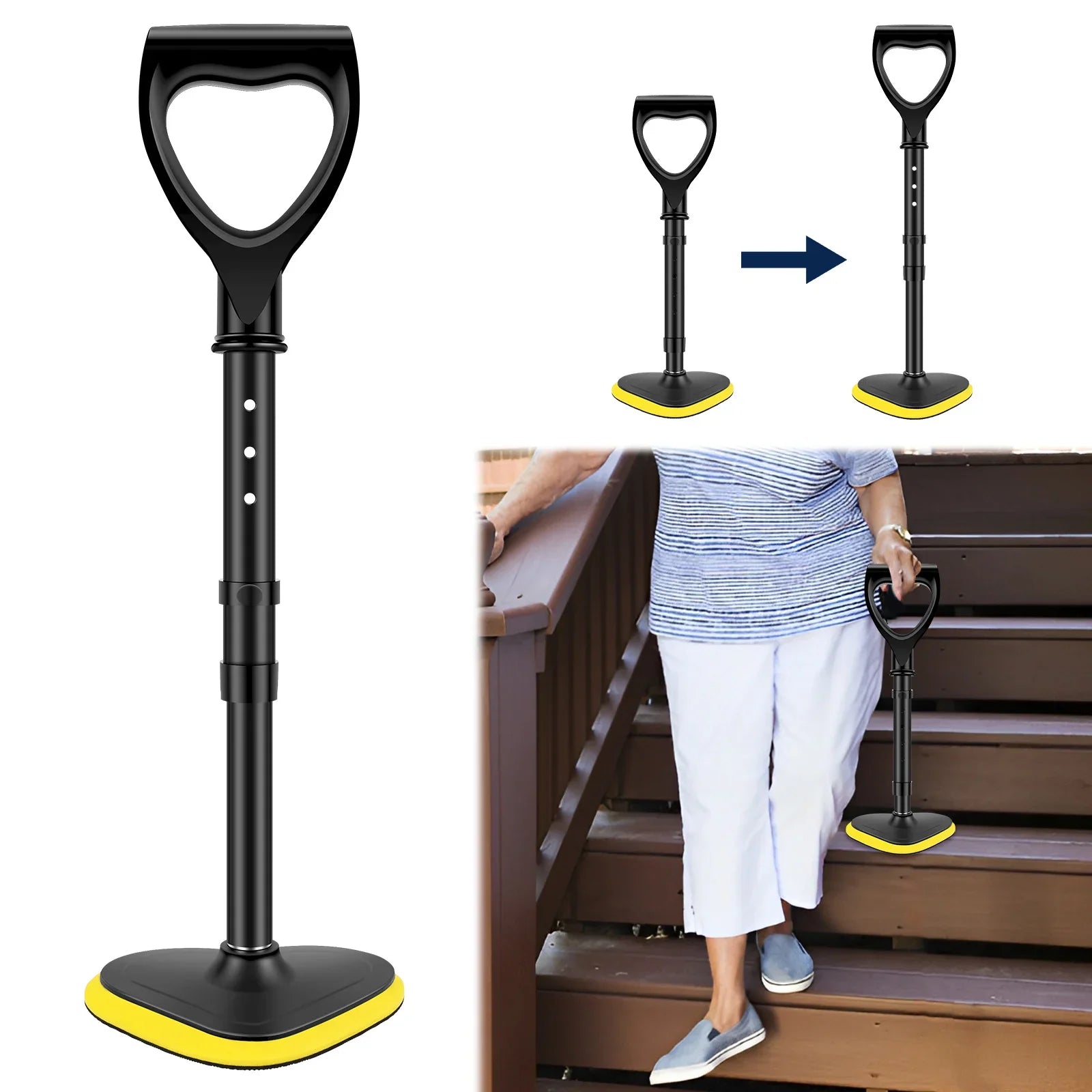 Standing Aid 5 Gear Height Adjustable Standing Assist Devices Non-Slip Mobility Support Stick for Seniors Elderly Walking Helper