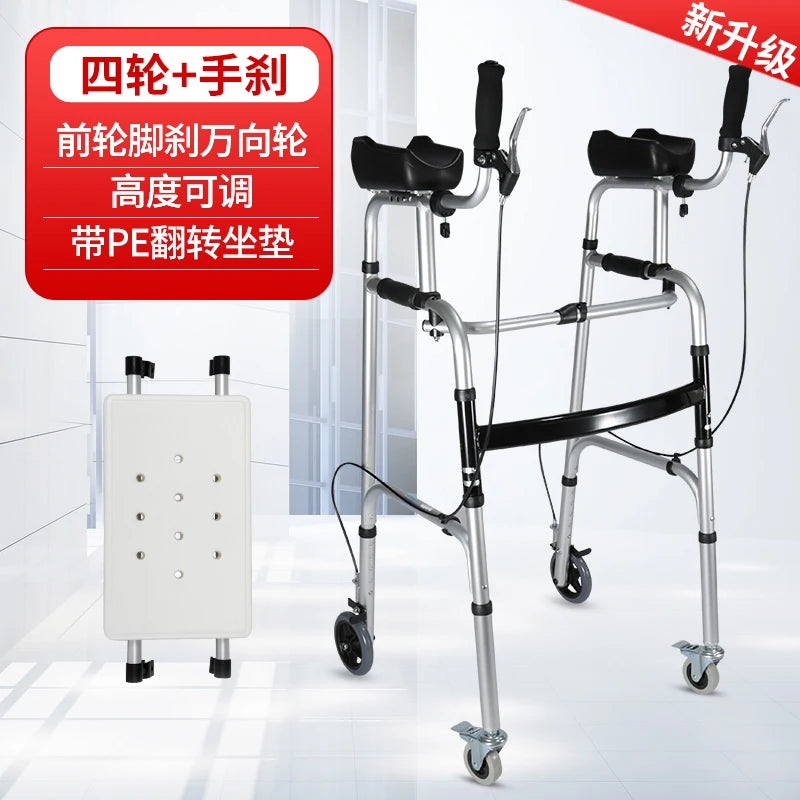 Walking Aid for the Disabled Four-Legged Elderly Walking Aids Auxiliary Walking Inconvenient Trolley Multifunctional