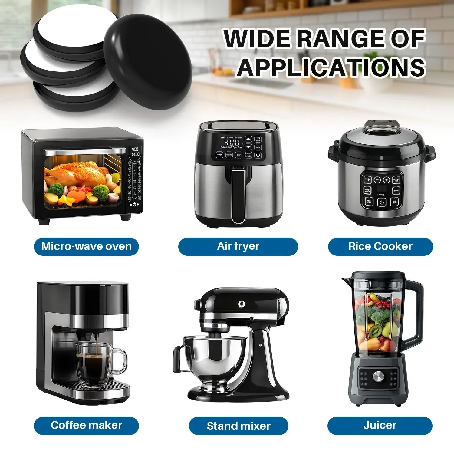 24/4Pcs Appliance Slider, Appliance Sliders for Kitchen Appliances, Small Appliance Slider for Most Countertop Furniture Cups