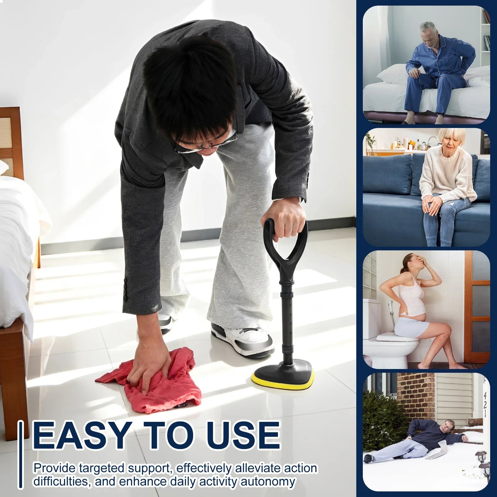 Standing Aid 5 Gear Height Adjustable Standing Assist Devices Non-Slip Mobility Support Stick for Seniors Elderly Walking Helper