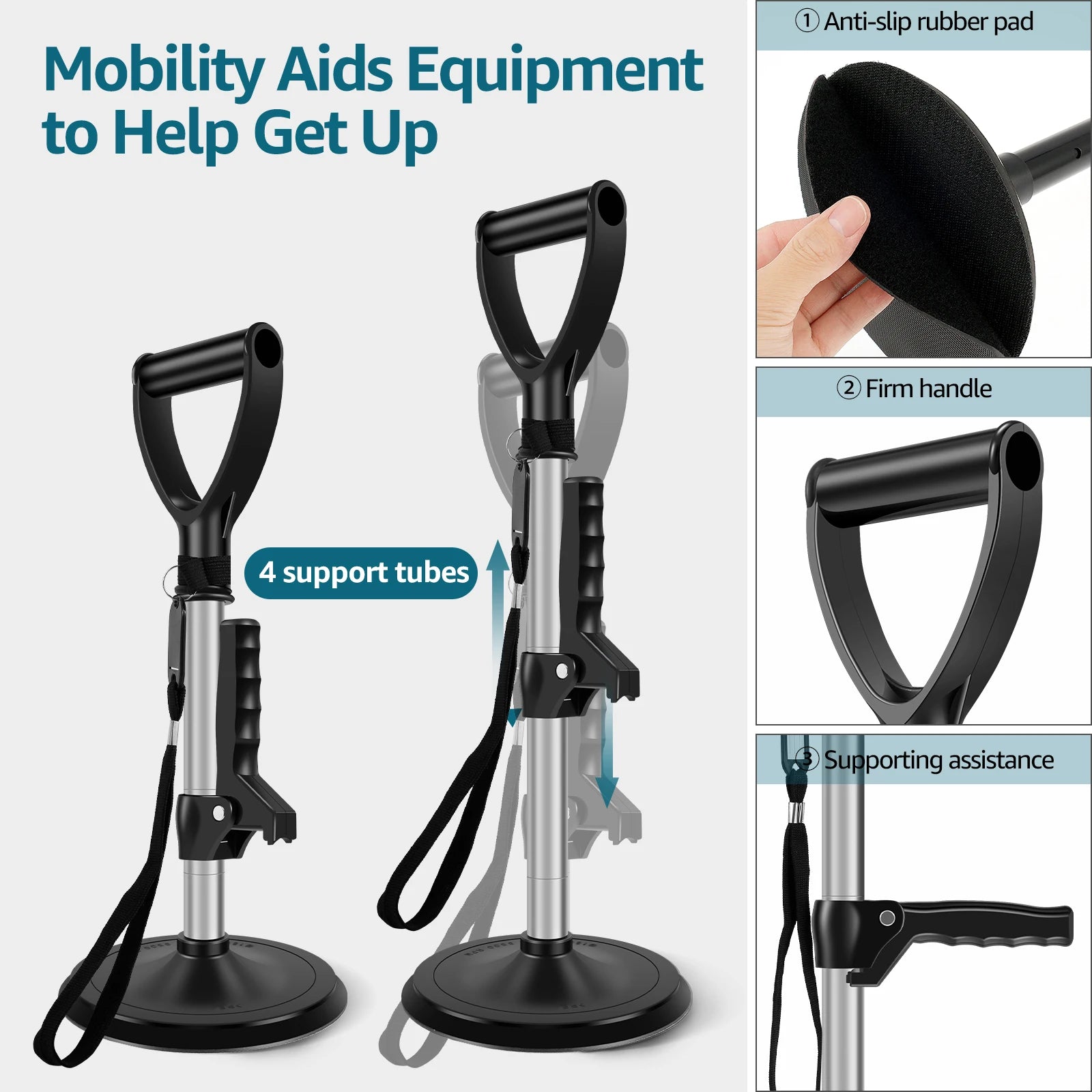 Adjustable Standing Aid Supports Elderly Standing Lift Device Nonslip Mobility Assist Tool For Elderly For Mobile Daily Living
