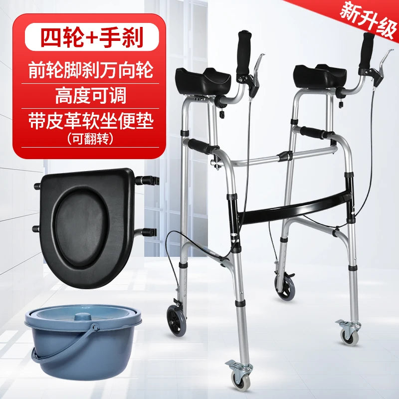 Walking Aid for the Disabled Four-Legged Elderly Walking Aids Auxiliary Walking Inconvenient Trolley Multifunctional
