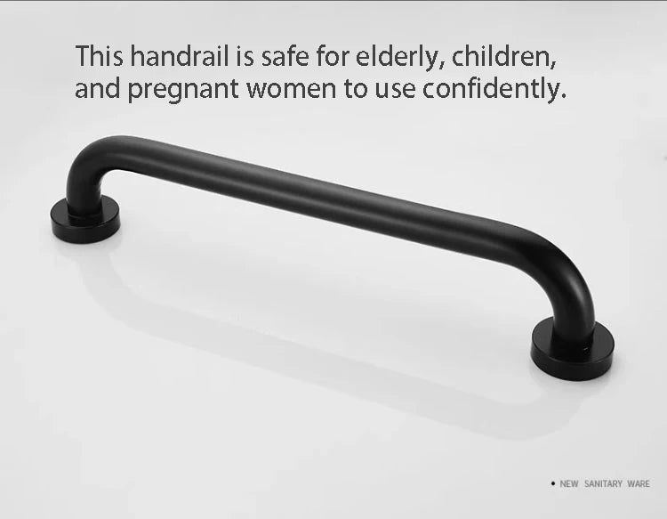 Wall Mounted Bathroom Handrails Shower Bar Black Bathroom Safety Bar for Elderly Grab Bars Handicap Railing for Bathroom Catcher