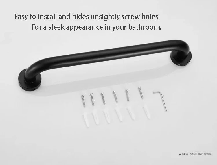 Wall Mounted Bathroom Handrails Shower Bar Black Bathroom Safety Bar for Elderly Grab Bars Handicap Railing for Bathroom Catcher