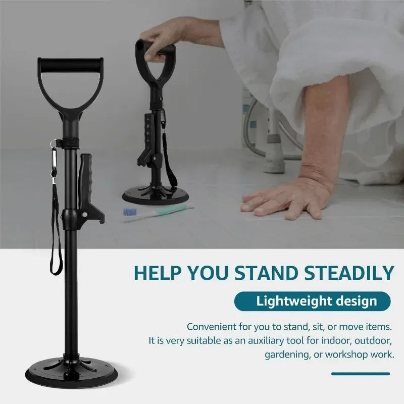 Stand Assist Adjustable Height Dual Handle Aid Non-Slip Mobility Support Stick for Elderly Seniors Standing Care Walking Helper