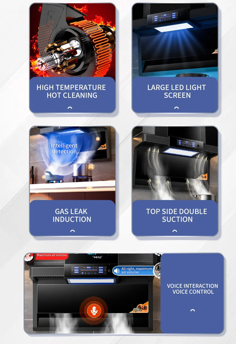 Pricing Energy Efficient Home Appliance Kitchen Large Suction Top Side Double Suction Range Hood
