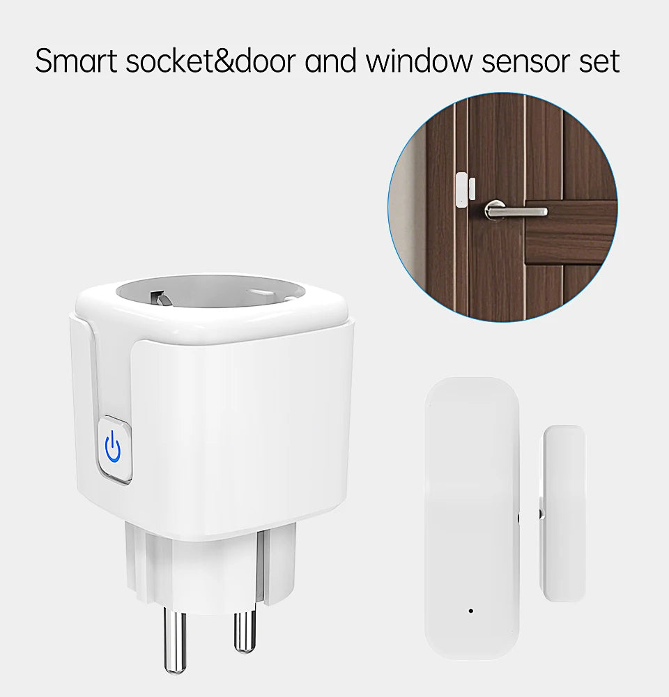 Smart socket&door and window sensor set,Auto On/Off Lighting Linkage,App Remote Control Smart Home Automation Set