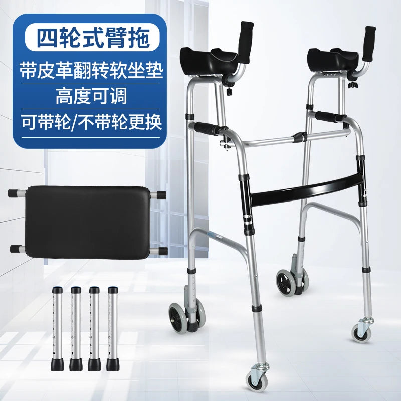 Walking Aid for the Disabled Four-Legged Elderly Walking Aids Auxiliary Walking Inconvenient Trolley Multifunctional