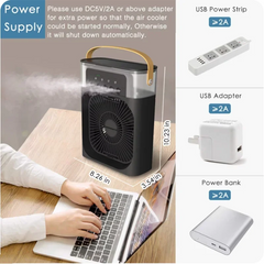 Modern Home Small Air Cooler 3 Speed Fan Air Conditioner Portable Humidifier Fan Portable LED Night Lights for Office