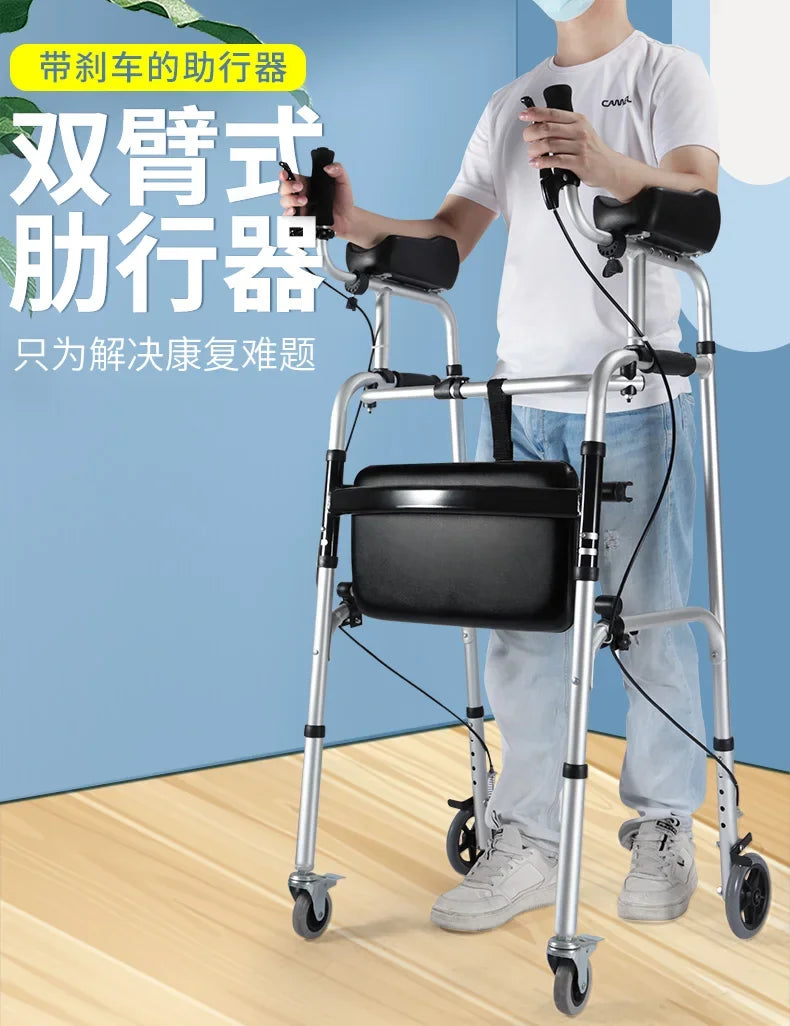 Walking Aid for the Disabled Four-Legged Elderly Walking Aids Auxiliary Walking Inconvenient Trolley Multifunctional