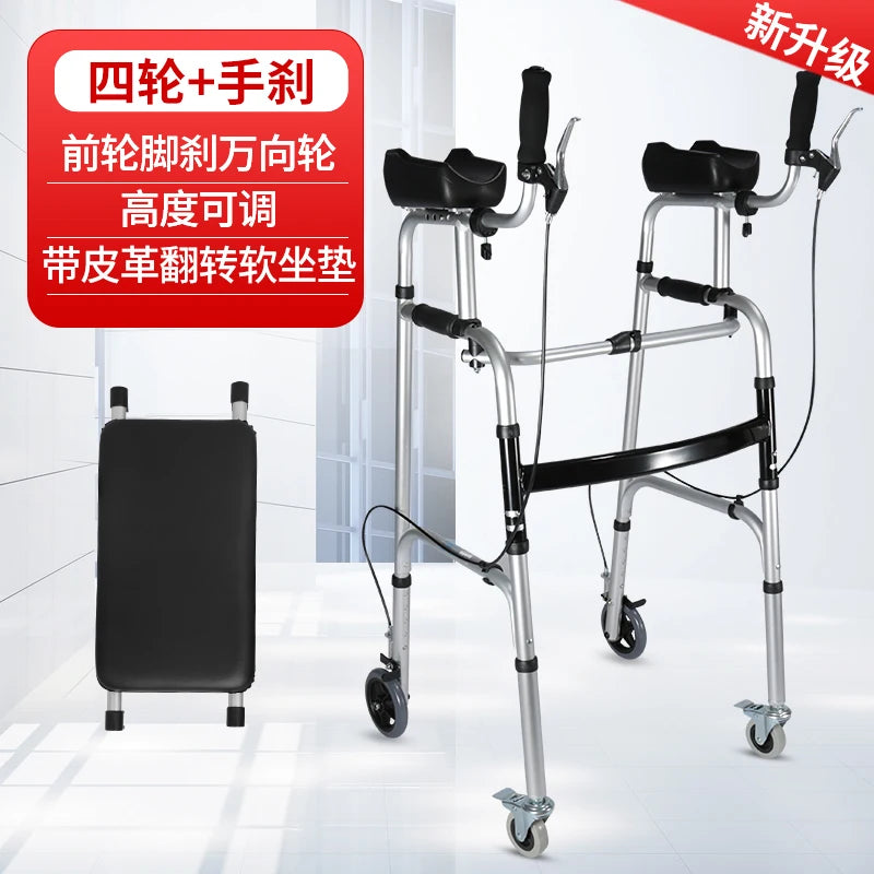 Walking Aid for the Disabled Four-Legged Elderly Walking Aids Auxiliary Walking Inconvenient Trolley Multifunctional