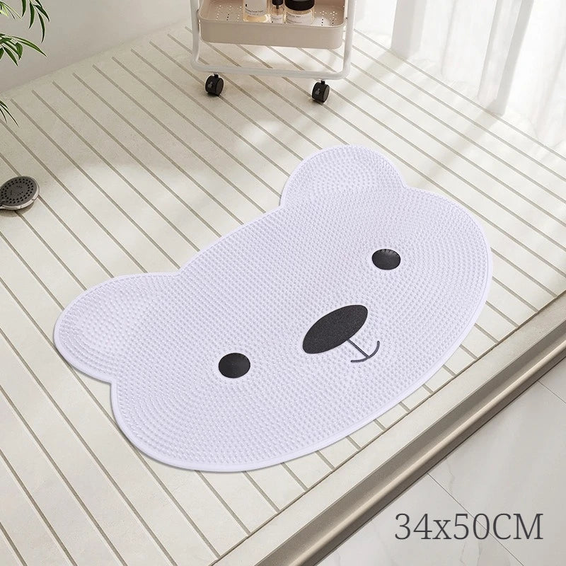 Bathroom Safety Floor Mat Anti Slip Suction Cup Bath Mat Shower Foot Scrubber Massage Pad for Exfoliating - Fish Bear Butterfly
