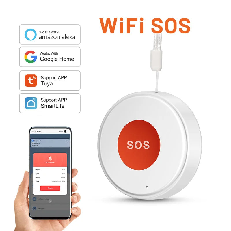 WIFI Tuya Elderly Emergency Rope Collar  Alarm Button SOS   Caregiver Call Elderly Fall Alarm