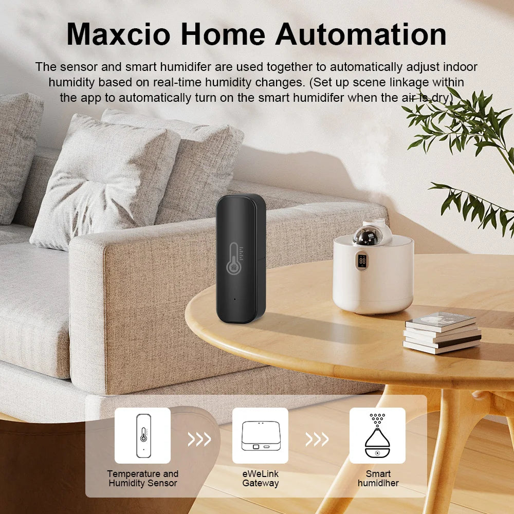 eWelink Smart Temperature and Humidity Sensor Home Environment Monitor APP control work with ZIgbee gateway