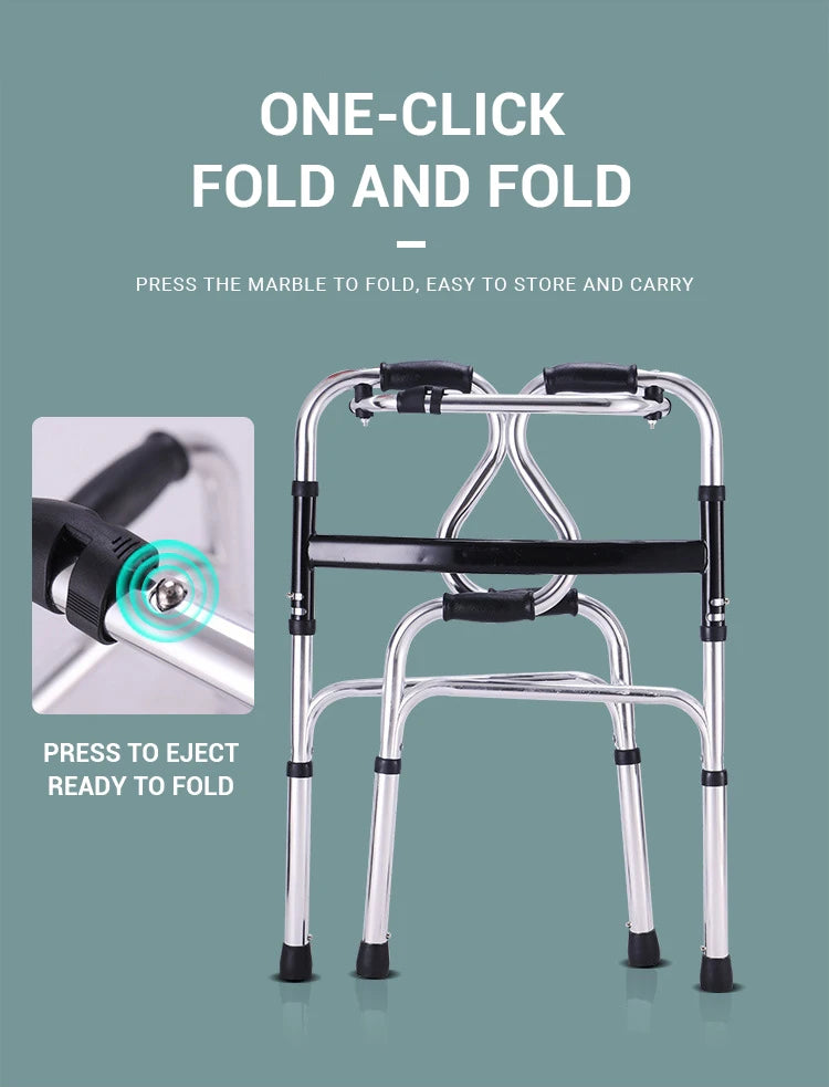 Folding Mobility Frame Medical Walker Foldable Walking Aids Aluminium Alloy Portable Walker Aids for Elderly