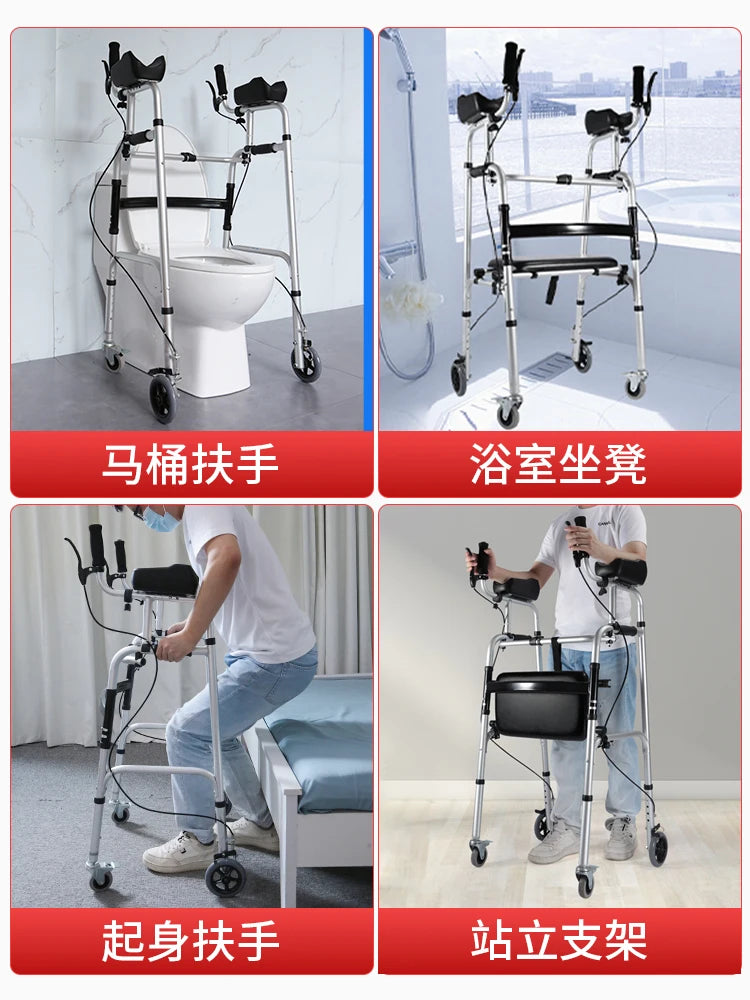 Walking Aid for the Disabled Four-Legged Elderly Walking Aids Auxiliary Walking Inconvenient Trolley Multifunctional