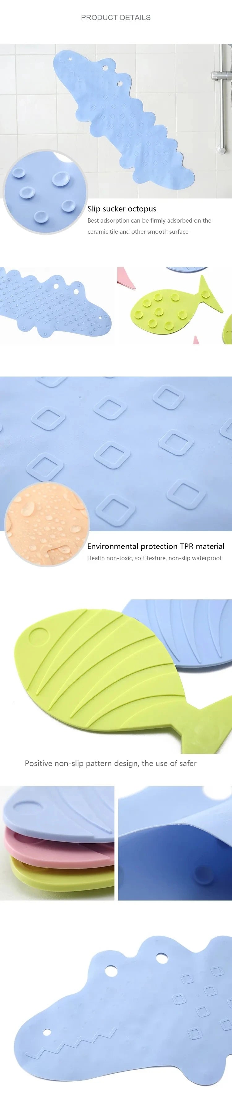 Home Hotel Safety TPR Shower Bathroom Floor Mat Bath Tub Treads Non Slip Applique Sticker Bathroom Toilet Kitchen Sucker Type