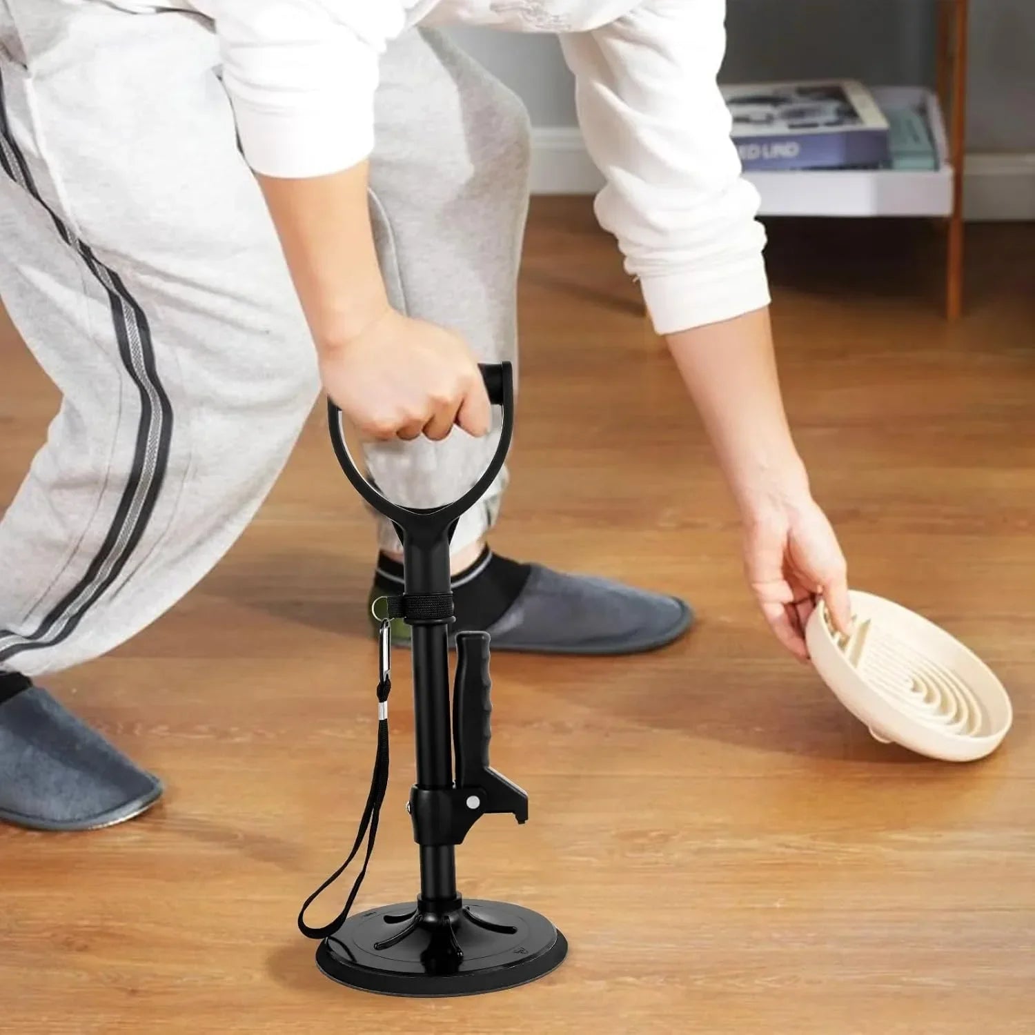 Stand Assist Adjustable Height Dual Handle Aid Non-Slip Mobility Support Stick for Elderly Seniors Standing Care Walking Helper