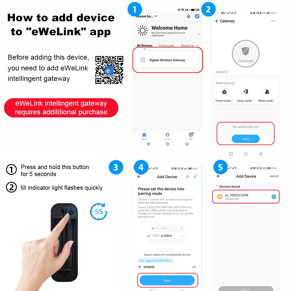 eWelink Smart Temperature and Humidity Sensor Home Environment Monitor APP control work with ZIgbee gateway