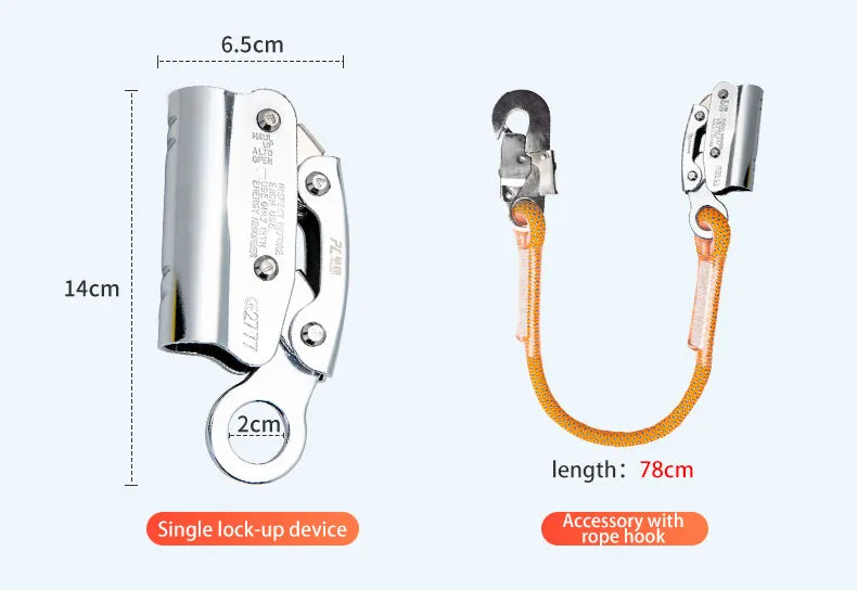 CE Fall Arrester Lifelines Rope Grab Fall protection Rope Grab for Working at Height Climbing Rescue Moving Safety Rope Grab