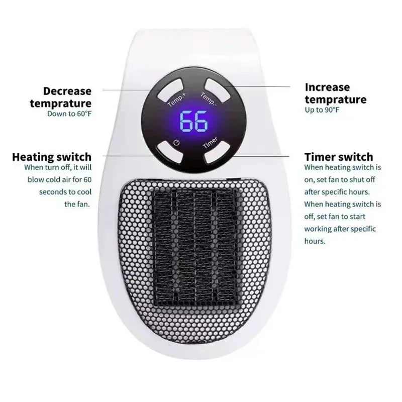 Remote Control Wall Mounted 350W Portable Electric Heater Convenient Room Heater Winter Heating Home Appliance