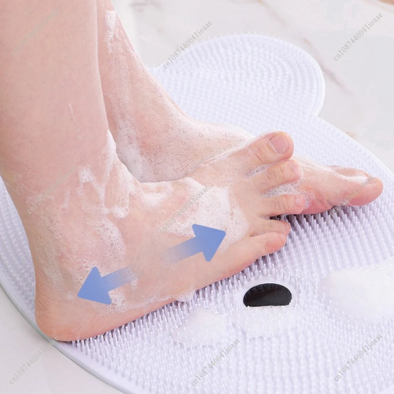 Bathroom Safety Floor Mat Anti Slip Suction Cup Bath Mat Shower Foot Scrubber Massage Pad for Exfoliating - Fish Bear Butterfly